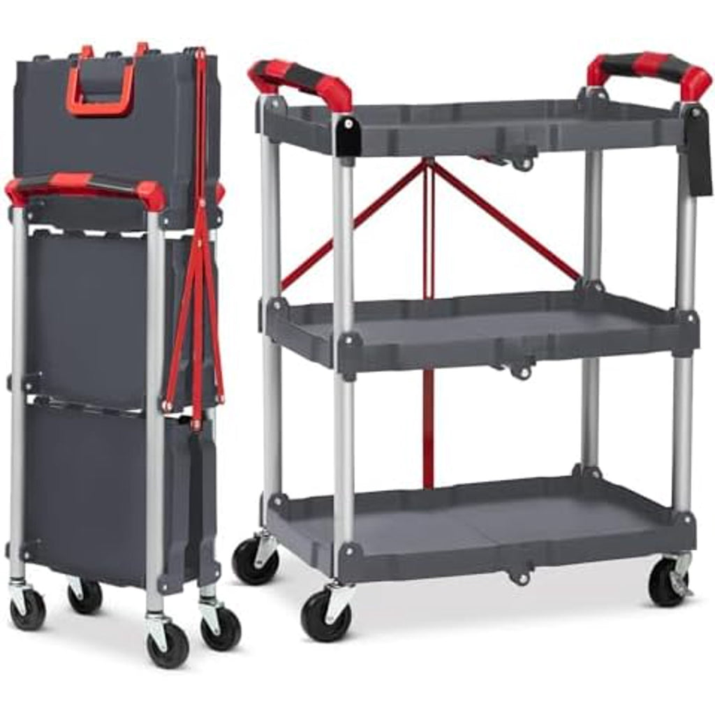3-Tier Foldable Utility Rolling Cart with Wheels Z4252