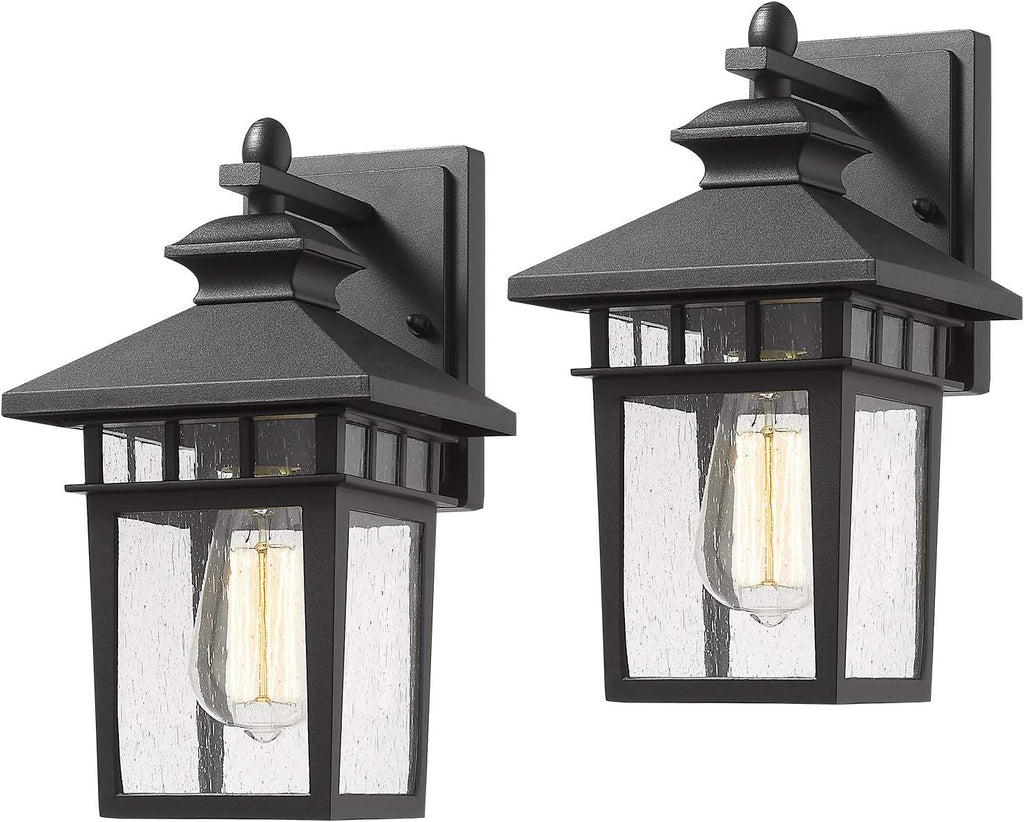 Set of 2 Sanded Black Cast-Aluminum Wall Mount Lights B3791