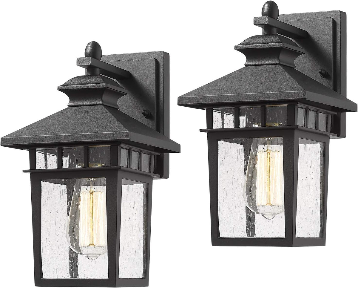 Set of 2 Sanded Black Cast-Aluminum Wall Mount Lights B3791
