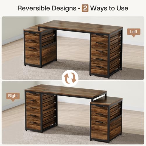 63" Computer Desk with 8 Drawers P38584
