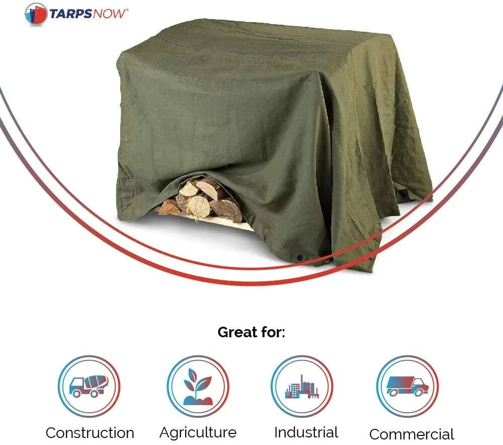 20 Mil Canvas Tarp with Brass Grommet Olive Drab 6'x8' P260812