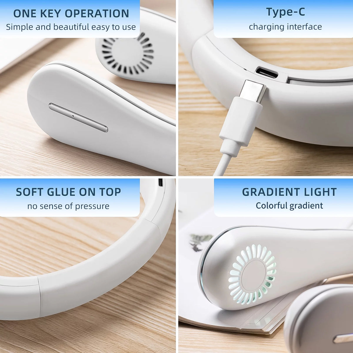 Portable Bladeless Neck Fan with 3 Speeds E68869