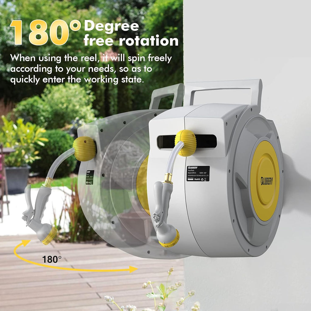 Retractable Garden Hose Reel with 8 Pattern Spray Nozzle U189227