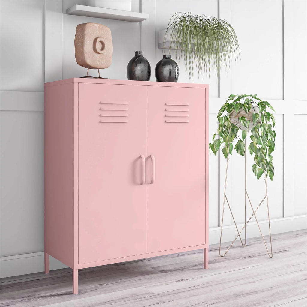 2 Door Metal Locker Style Storage Accent Cabinet J83849