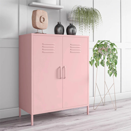 2 Door Metal Locker Style Storage Accent Cabinet J83849