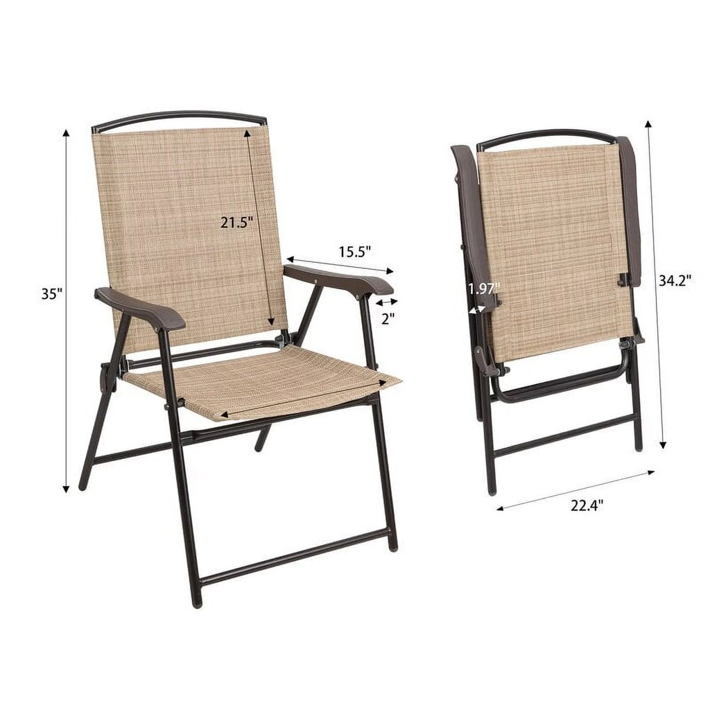 2 Pieces Beige Patio Folding Chairs B54601