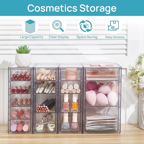 Acrylic 16 Drawers 4 Set Clear Storage Organizer S427