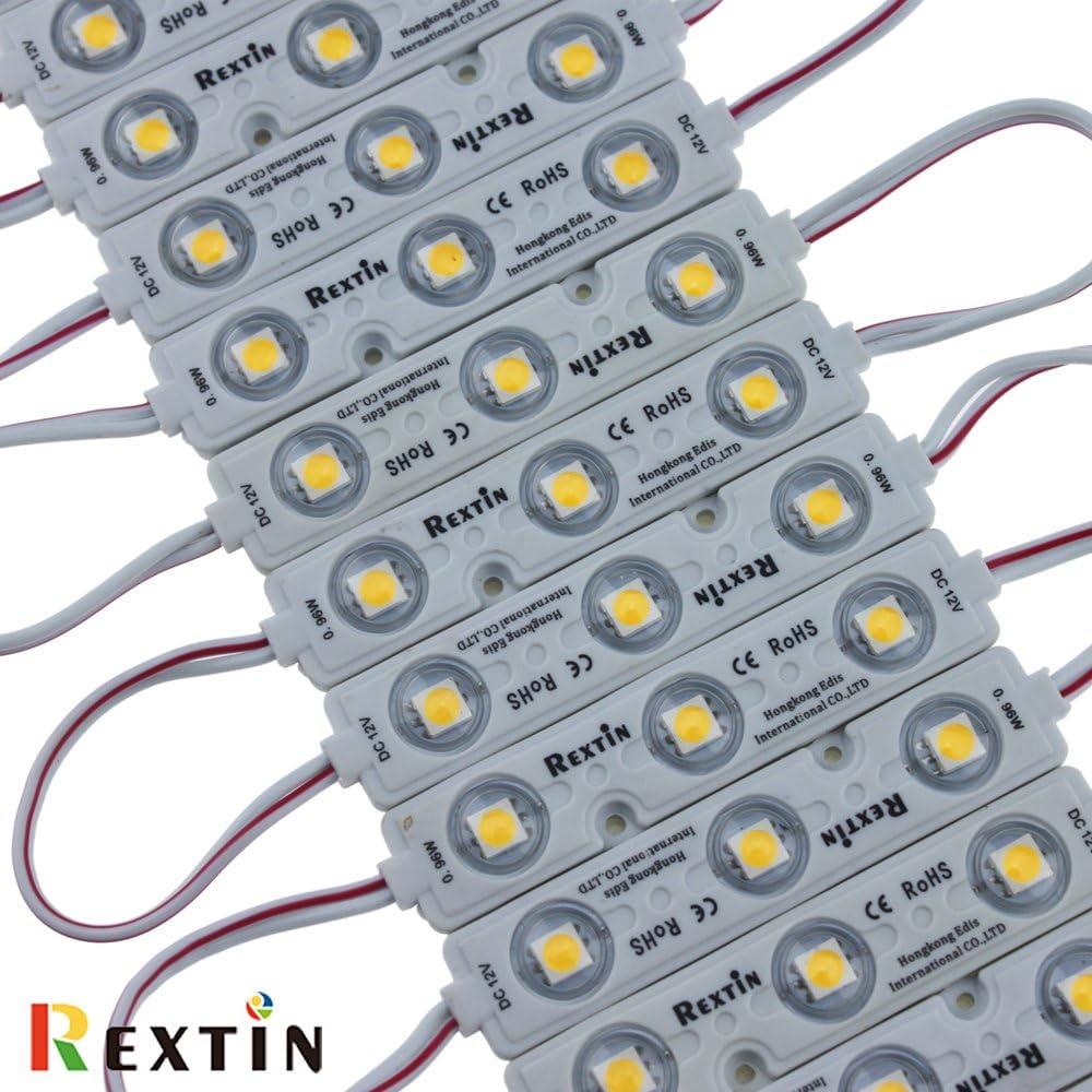 200pcs 3 LED Module White 5050 SMD Waterproof Decorative Light with Tape Adhesive Backside Pack of 2 Q6020