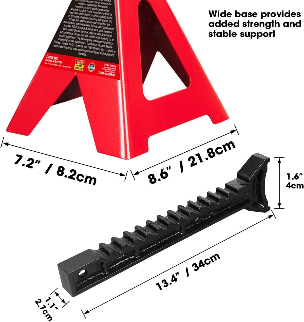 3 Ton Steel Jack Stands, Red, Pack of 2 M155022