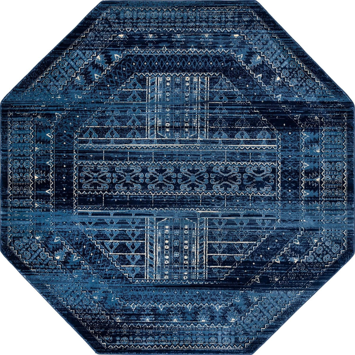 8' Octagon Blue Rug X8340