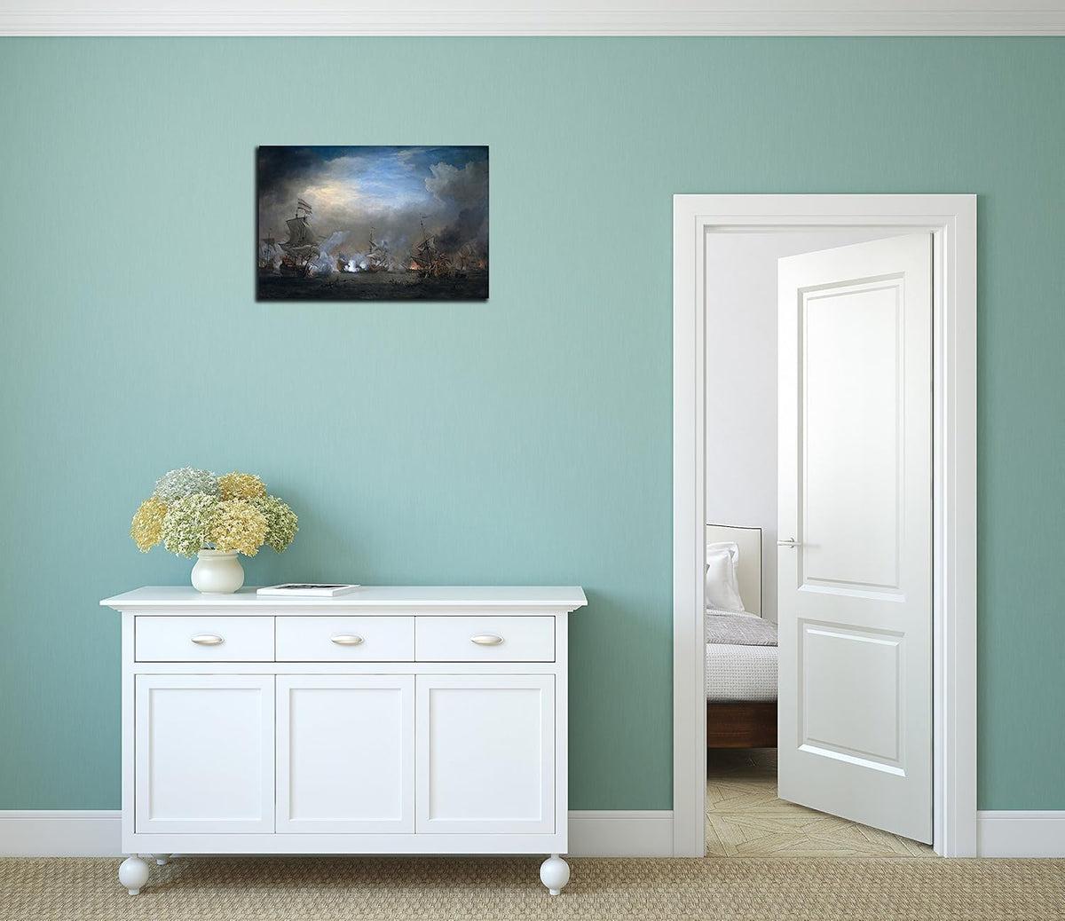 Naval Battle Prints Canvas Framed Wall Decor T715