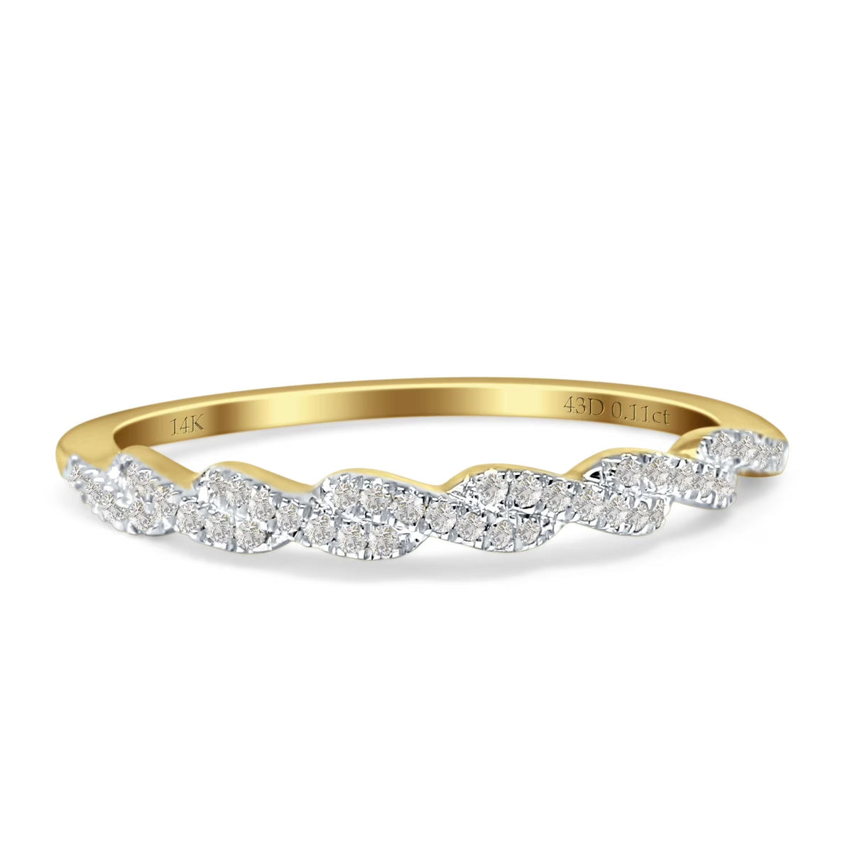 14K Yellow Gold Twisted Rope Diamond Wedding Band Y50366