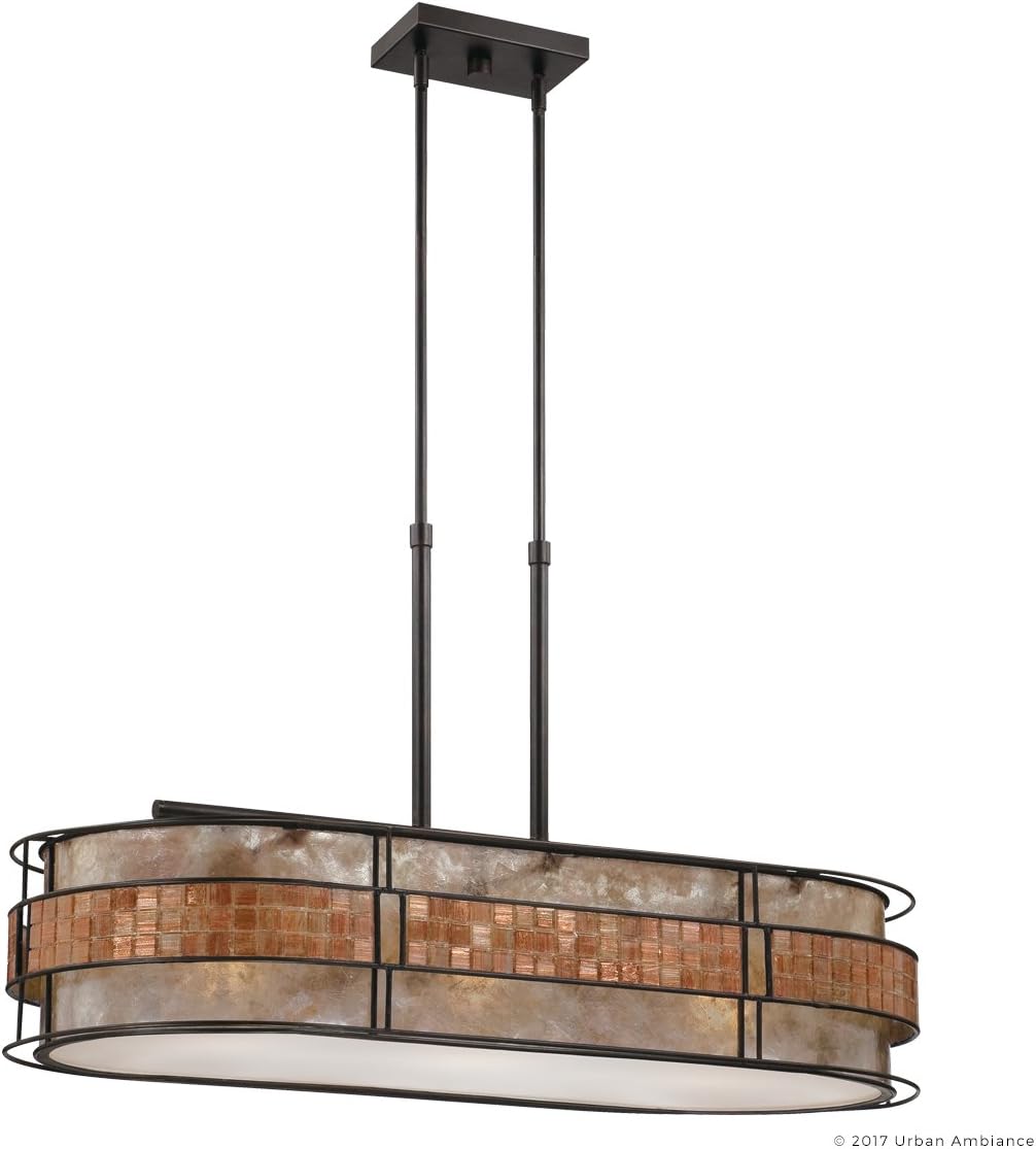 Art Deco Linear Chandelier with Mosaic Tile Outer Shade Q594