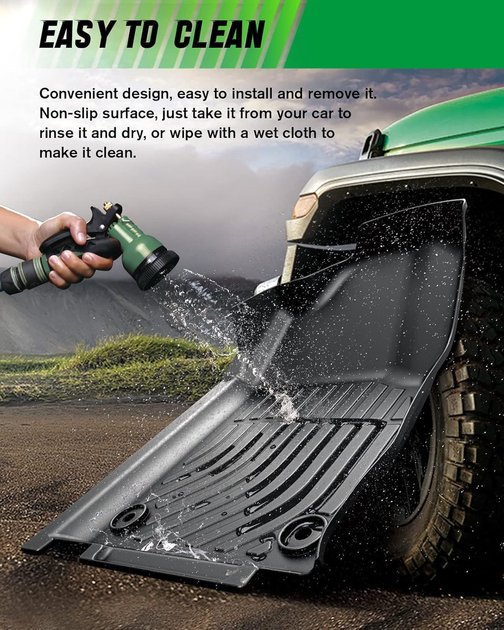 All Weather TPE Black Floor Mats Full Set 1st 2nd 3rd Row J136