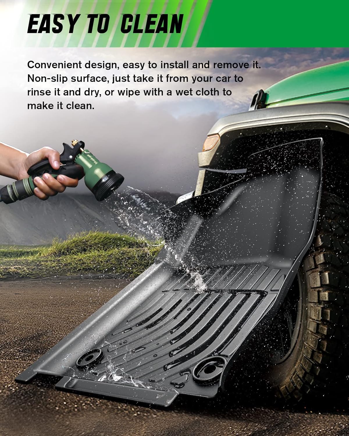 All Weather TPE Black Floor Mats Full Set 1st 2nd 3rd Row J136