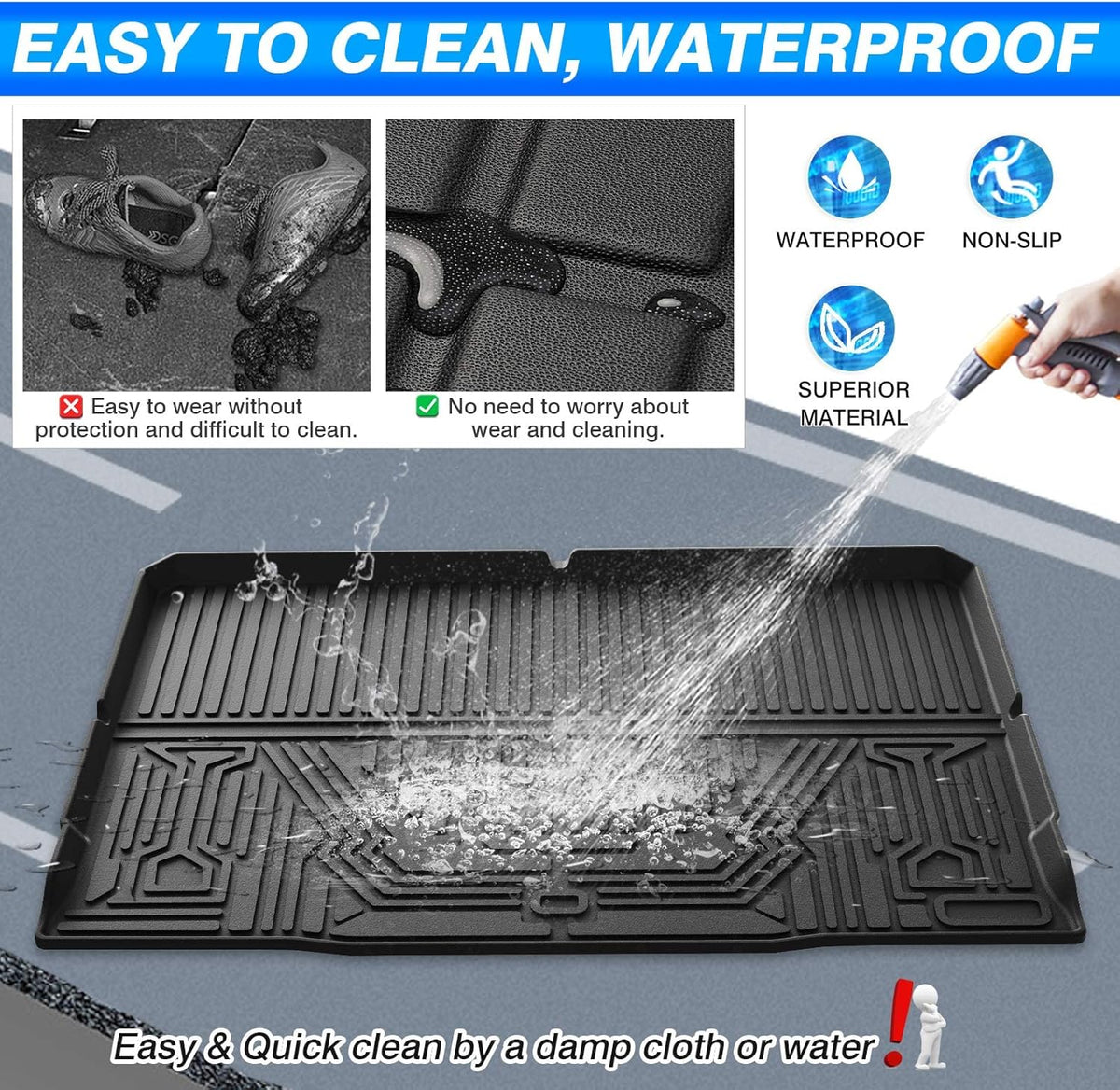 Custom Fit All Weather Car Cargo Mat for 2021 2022 Ford Bronco 4-Door, Pack of 2 W32160