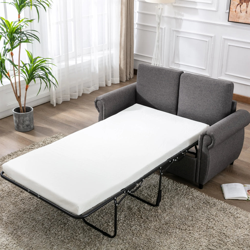 57.5" Gray Pull Out Sofa Bed with Twin Size Memory Mattress C292159