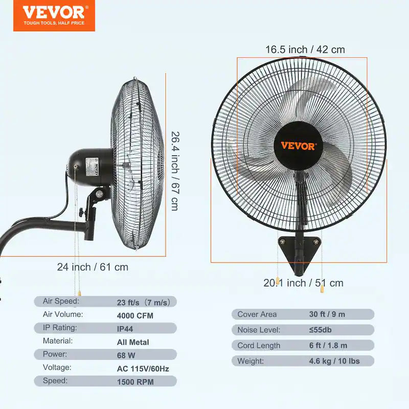 18 in. 3-speed Oscillating Wall Fan T243