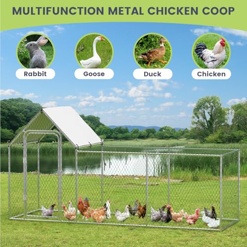 Large Metal Chicken Coop with Waterproof Cover O4098