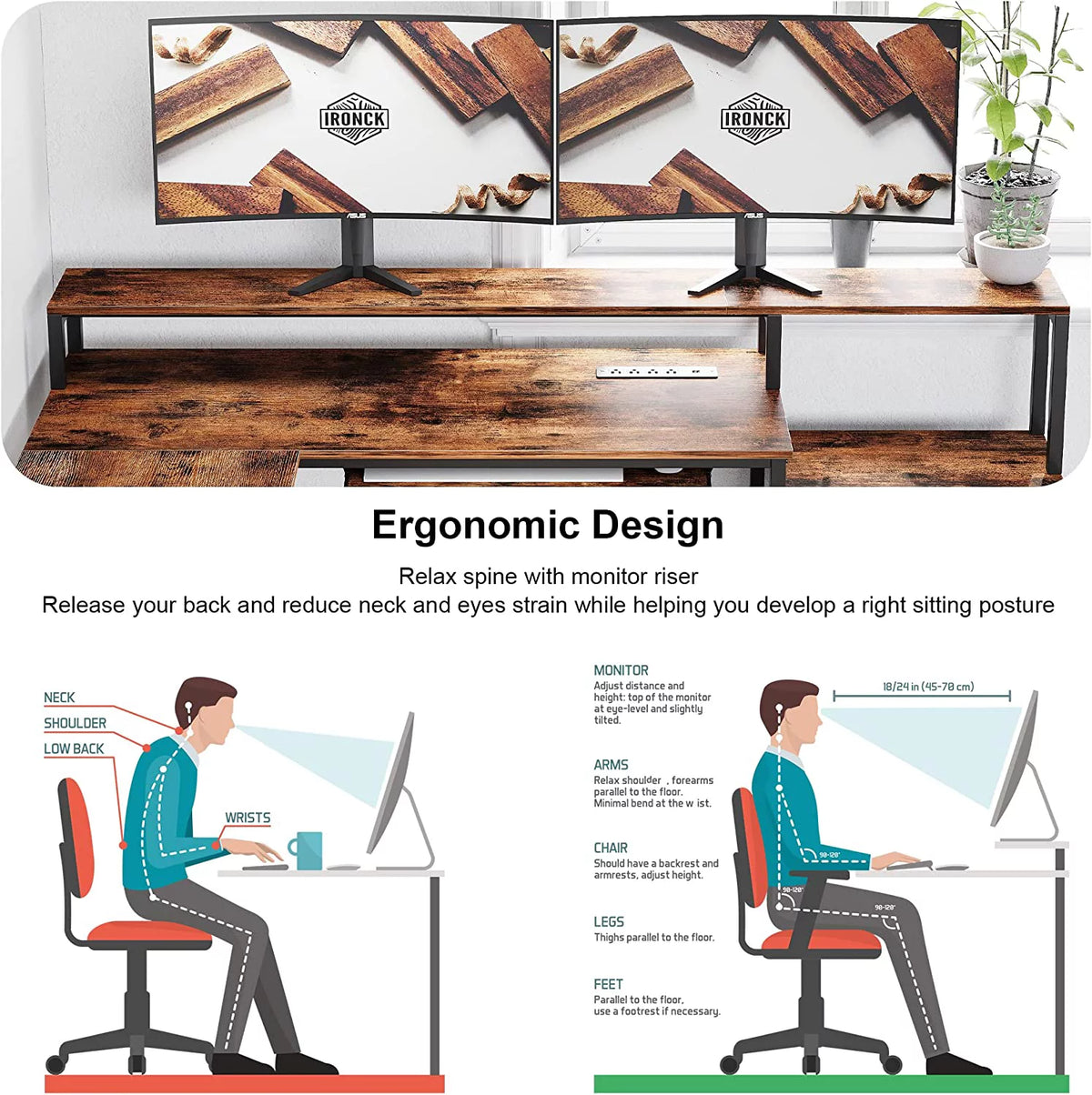 L Shaped Corner Desk with Power Outlet and File Drawer W722583