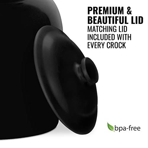 Porcelain Ceramic Crock Water Dispenser with 8 Inch Wood Stand and Stainless Steel Faucet R841738