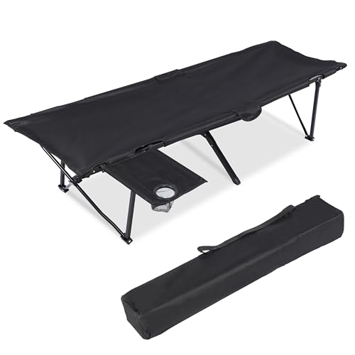 Folding Camping Cot with Table Black M7383