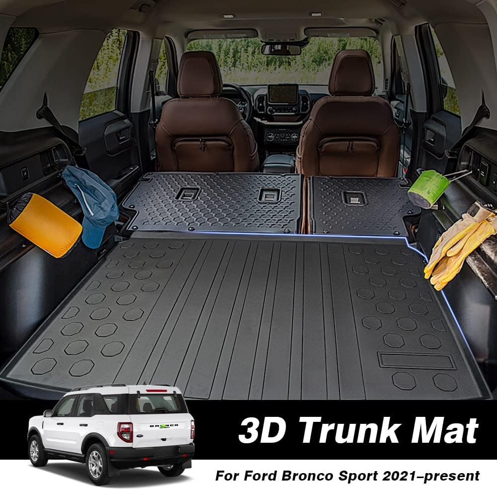 Cargo Mat for 2021 2022 Ford Bronco Sport, All Weather Cargo Liner Rear Trunk Mat, Non-Slip TPO, 4 Doors, Pack of 2 M55448