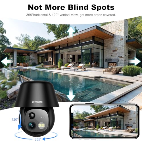 2K Pan/Tilt 360° View Solar/Battery Powered WiFi Security Cameras J42727
