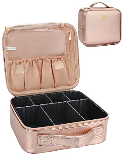 13.8 inches Large Black Cosmetic Case with Adjustable Dividers and Shoulder Strap I4805