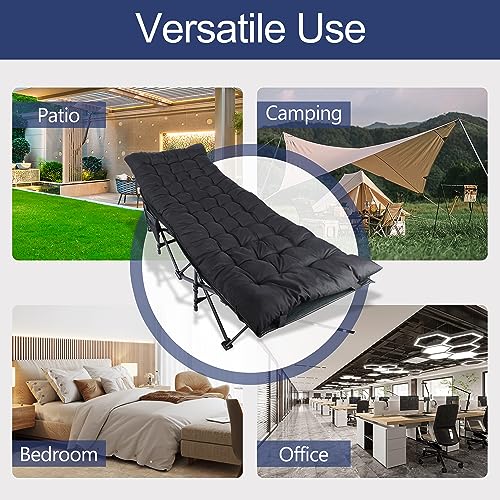 Folding Camping Cot with Table Black M7383