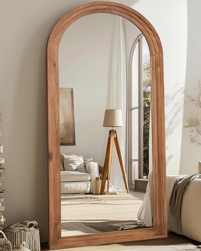 71"×32" Wooden Arched Full Length Mirror with Stand D956