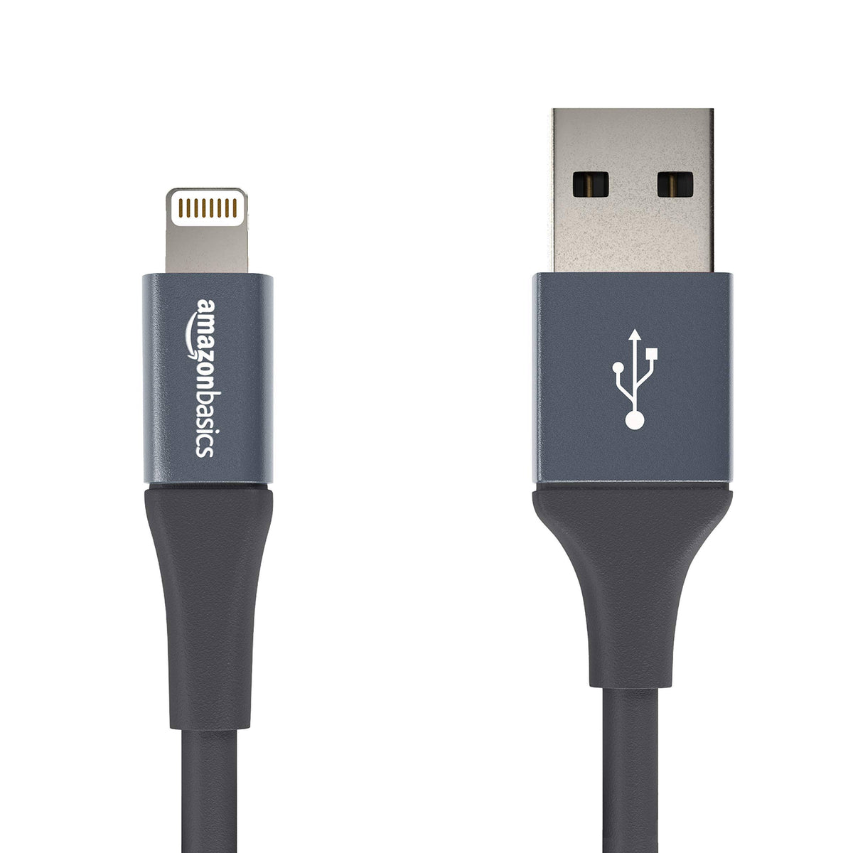 USB A Cable with Lightning Connector, 4 Inches, 12-Pack, Gray X59537