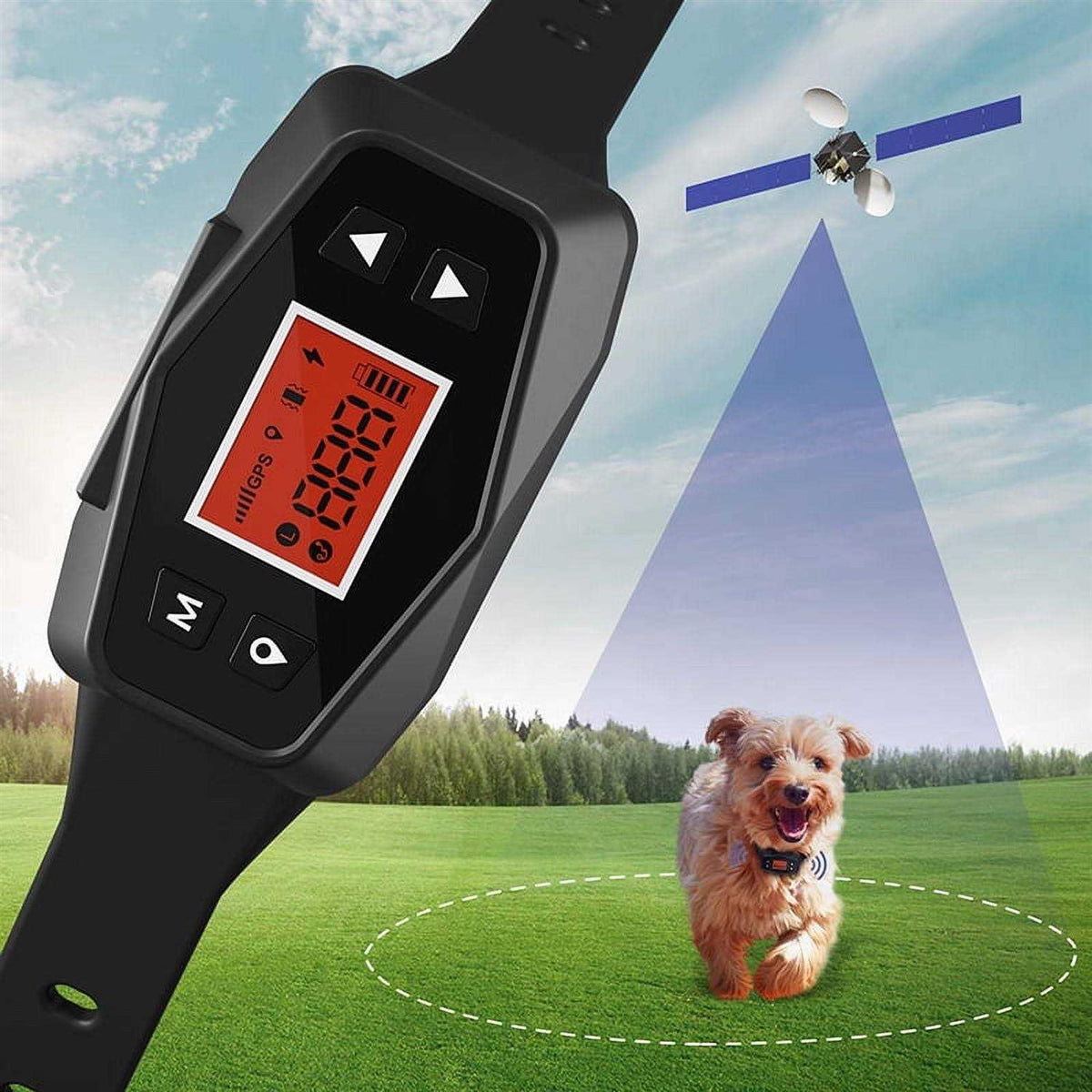GPS Dog Fence System Wireless Collar with Beep Vibration Static Shock R4995