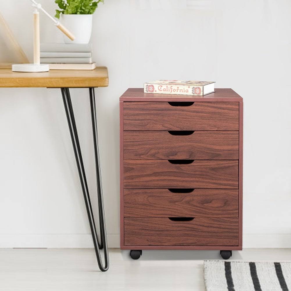 Dark Walnut MDF PVC Wooden File Cabinet H18312