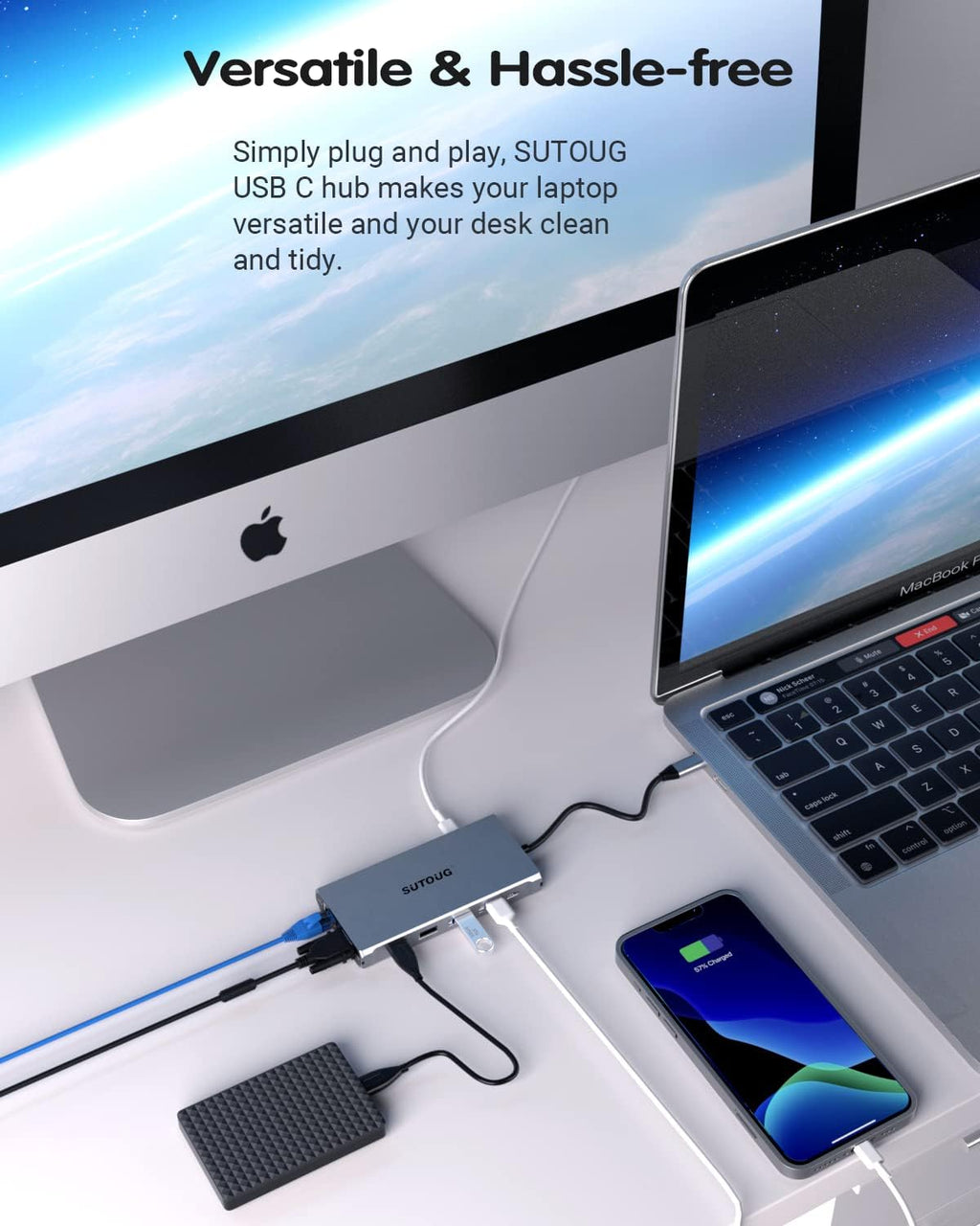 12 in 1 USB C Hub with Dual HDMI 4K VGA Ethernet PD 3.0 USB-C 3.0 TF/SD Card Slot U615243