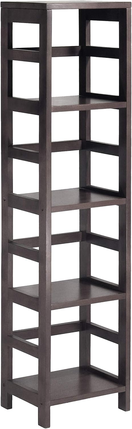 Wood 4 Section Storage Shelf with 4 Beige Fabric Foldable Baskets O88426