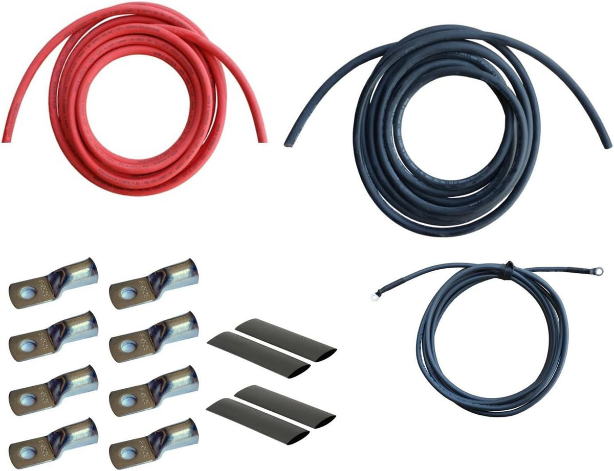 6 Gauge AWG 15 Feet Black + 15 Feet Red Power Inverter Battery Cable Wire Kit W9010