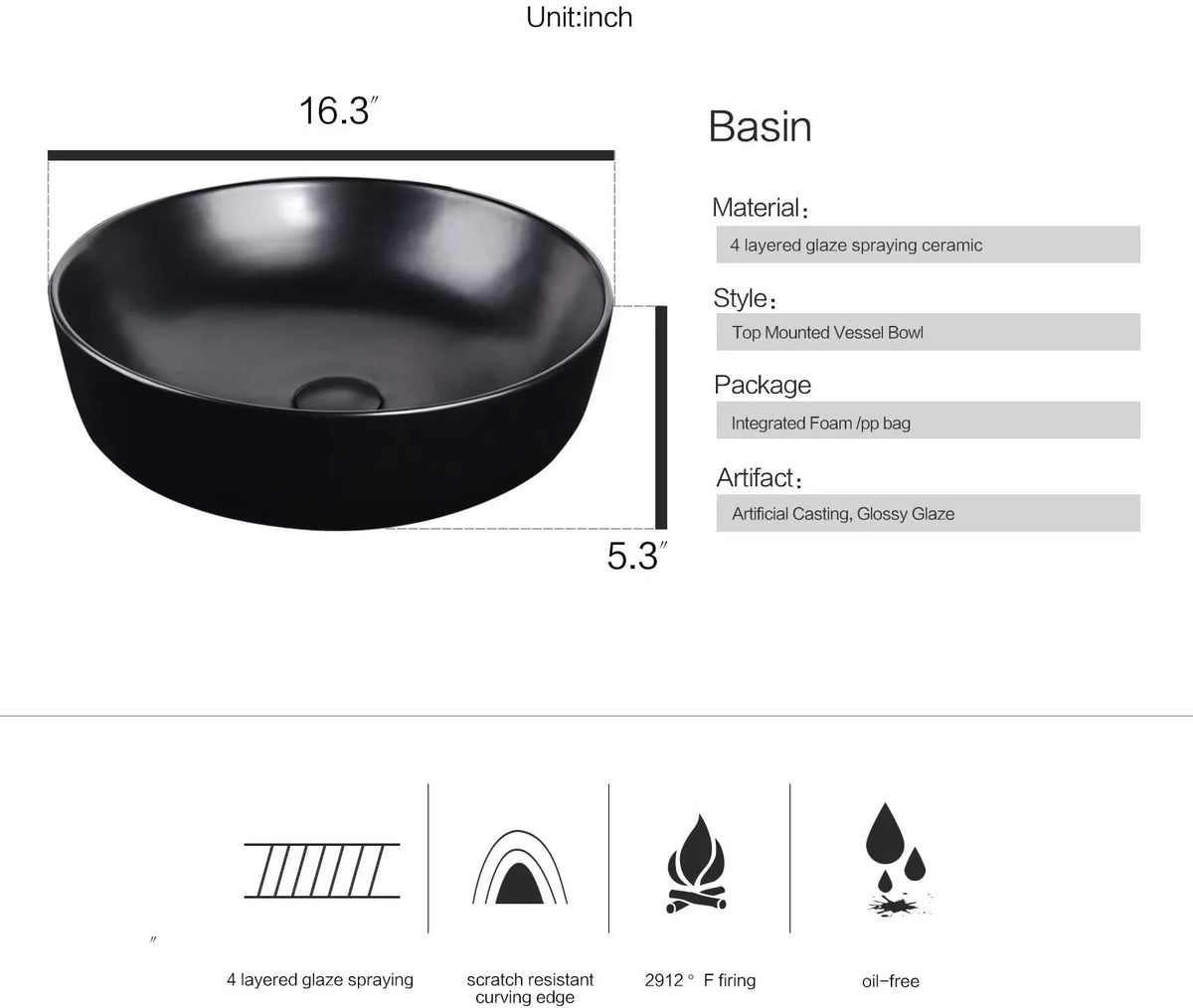 Porcelain Ceramic Vessel Sink and Faucet Combo Z548619