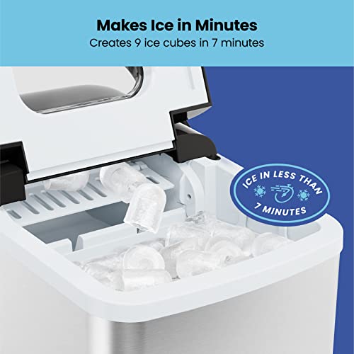 Dual-Size Portable Countertop Ice Maker with Self Cleaning, 9 Cubes in 7 Mins T856757