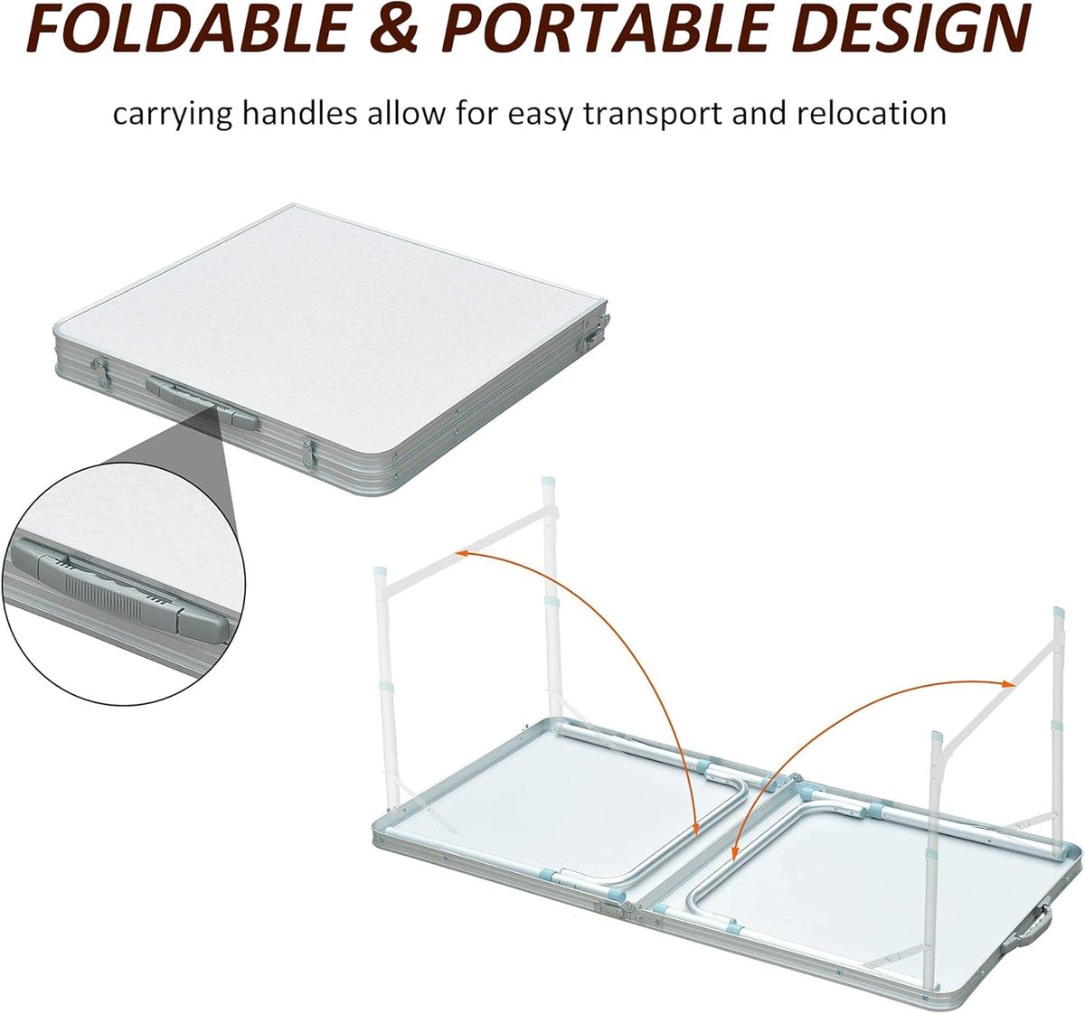 47 Aluminum Lightweight Portable Camping Table with Carry Handle T5662