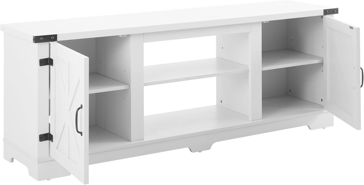 White TV Media Stand with Open Shelves and Closed Cabinets L56688