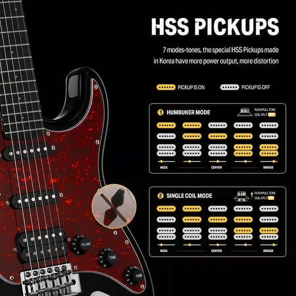 39 Inch Solid Body Electric Guitar with Single Coil Split System M444