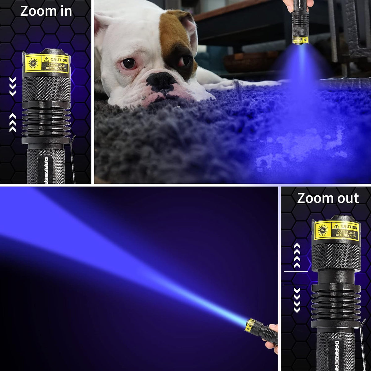 UV 365nm Blacklight LED Flashlight 2 Packs J577504