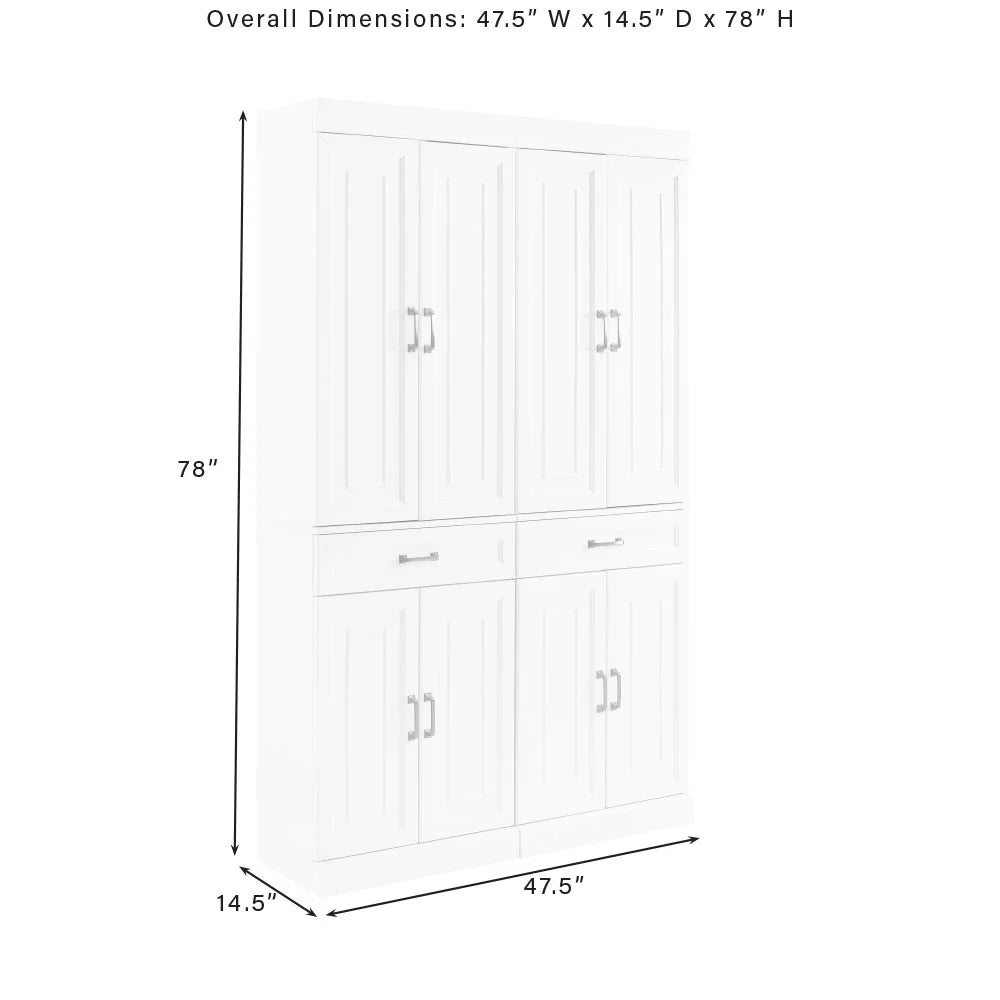 White MDF Wood Pantry (Set of 2) H148