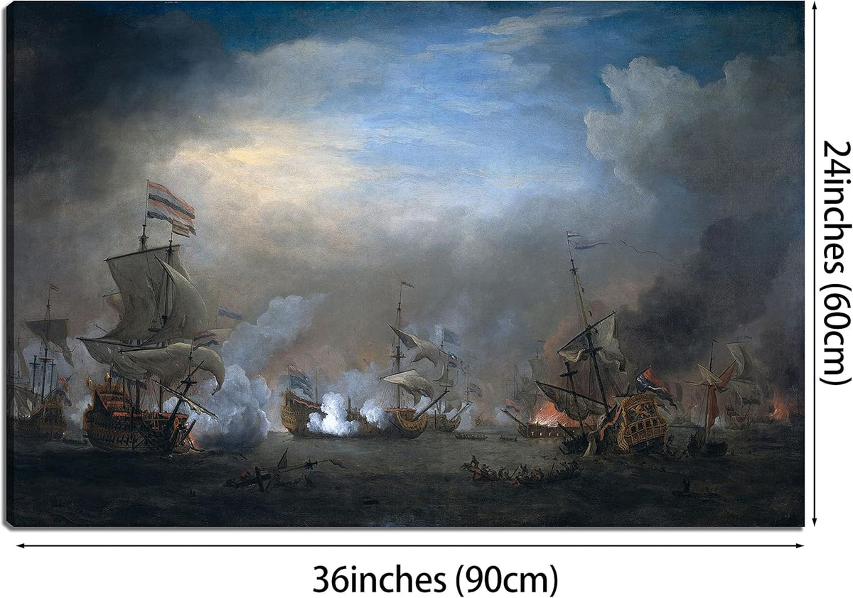 Naval Battle Prints Canvas Framed Wall Decor T715