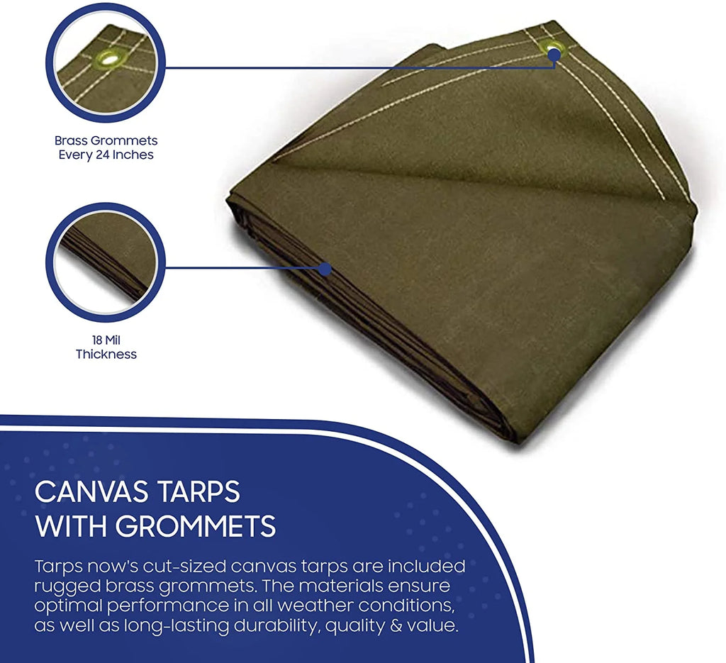 20 Mil Canvas Tarp with Brass Grommet Olive Drab 6'x8' P260812