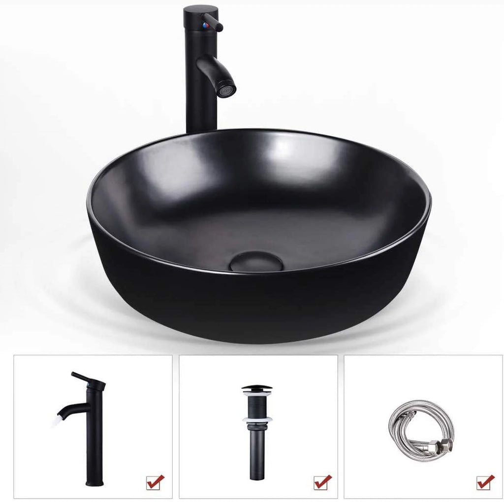 Porcelain Ceramic Vessel Sink and Faucet Combo Z548619