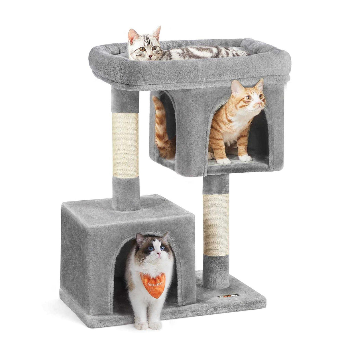 Cat Tree with Sisal-Covered Scratching Posts and 2 Plush Condos T42035
