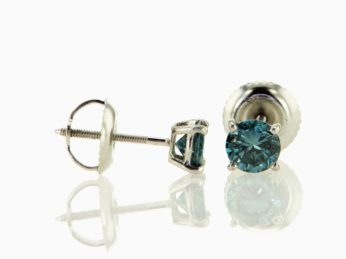 14K White Gold Stud Earrings R412