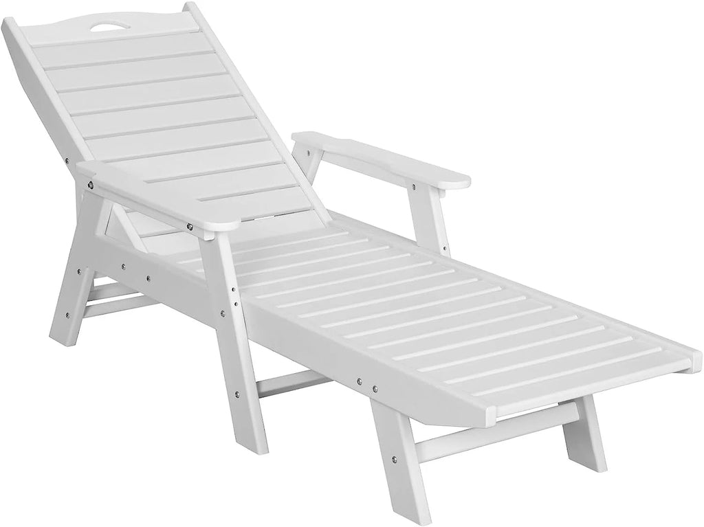 White 5-Position Adjustable HDPE Chaise Lounge H2041